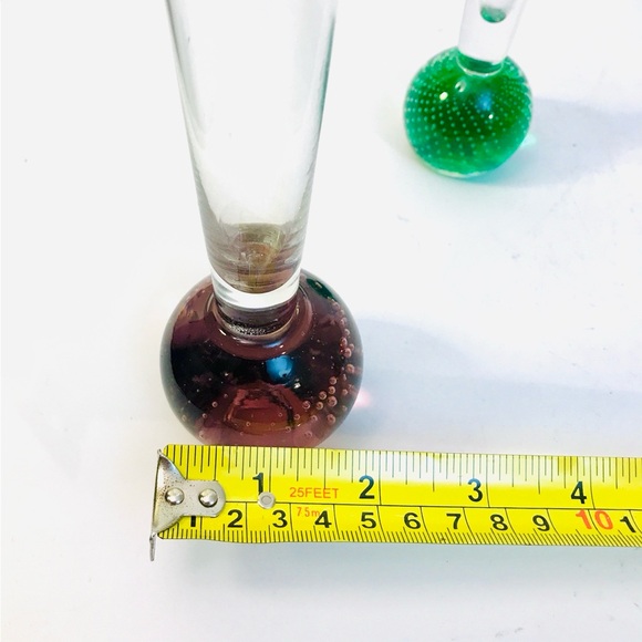 3 Vintage MCM Controlled Bubble Ball Bud Vases 10" 8" Green Blue Purple - Picture 10 of 13